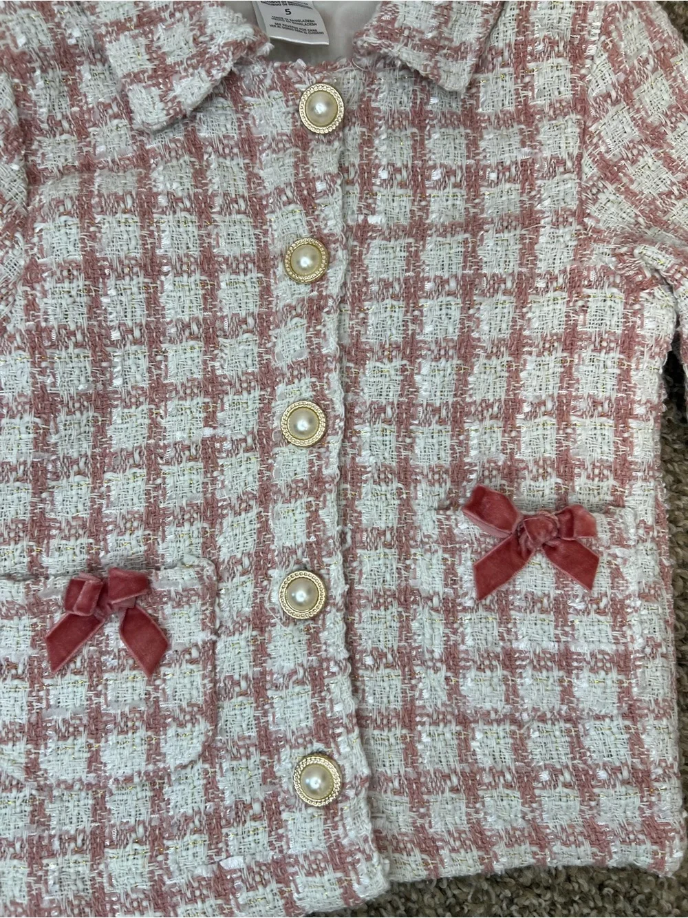 Little Lass Pink and White Tweed 3-Piece Set - Picture 7 of 12